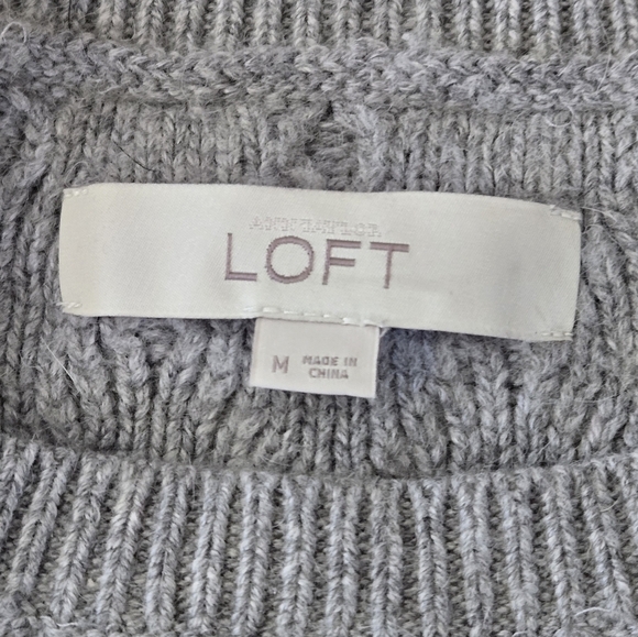 Loft Womens Medium Gray Cable Knit Sweater - Picture 6 of 7